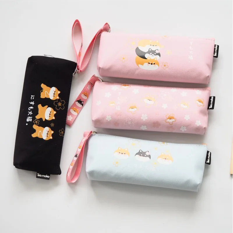 

1 Pcs Kawaii Pencil Case Shiba Inu Canvas Gift Estuches School Pencil Box Pencilcase Pencil Bag School Supplies Stationery