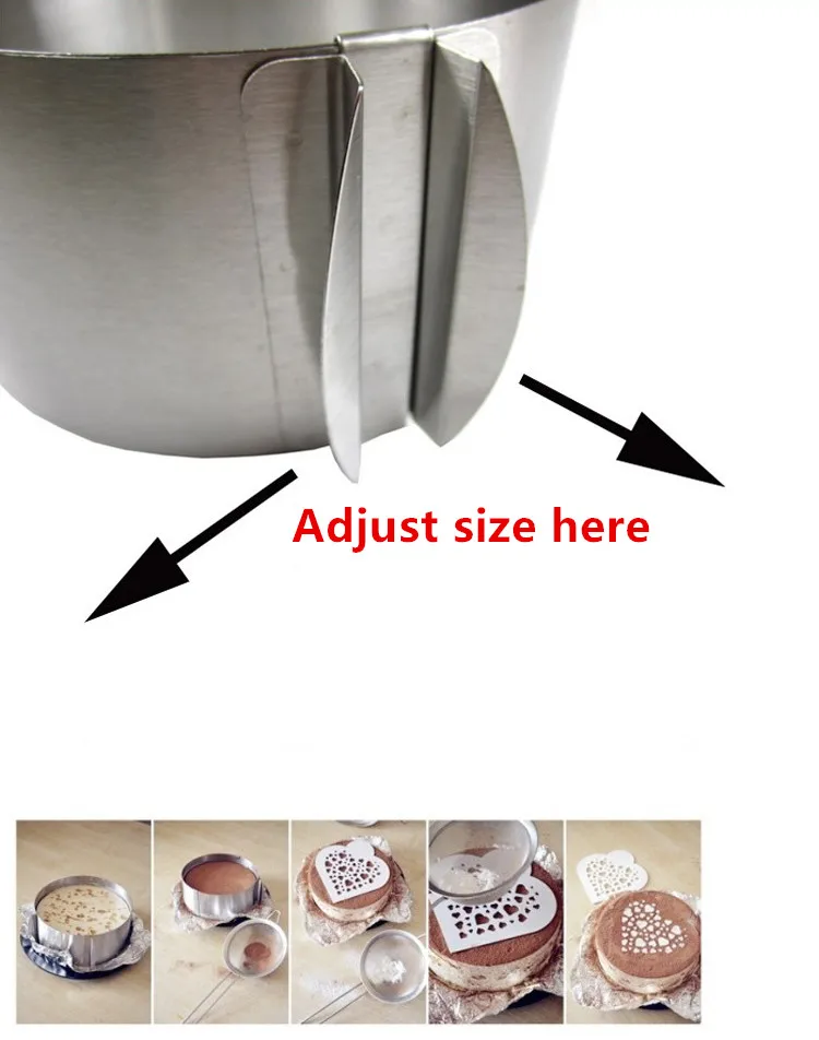 1 шт. выдвижной круглый мусс из нержавеющей стали кольцо для выпечки торта набор инструментов размер, форма Регулируемая посуда серебро ZXH