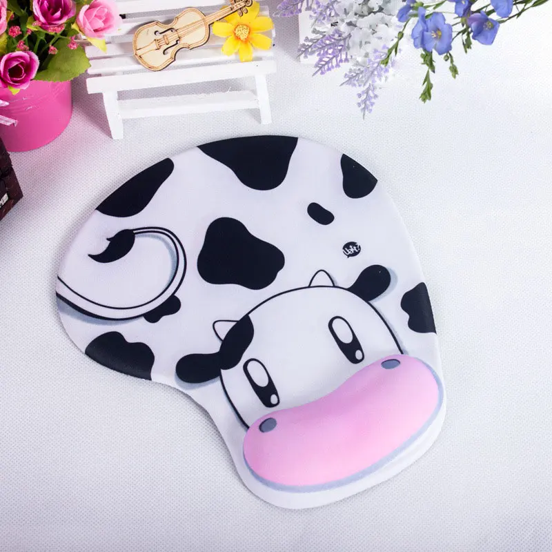 YuBeter Thicken Anime 3D Mouse Pad With Wrist Rest Anti Slip Soft Silicone Cute Cartoon Cow Cat Mice Mat for Gaming PC Laptop