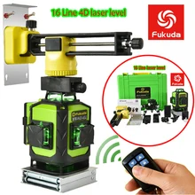 Fukuda Профессиональный 16 линия 4D лазерный уровень Osram зеленый 515NM луч 360 вертикальный и горизонтальный самонивелирующийся крест