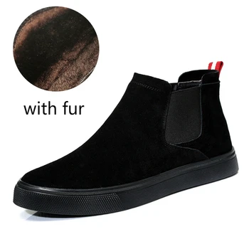 

famous brand men luxury fashion winter boots warm plush cow leather shoes outdoor cotton shoe chelsea boot snow botas masculina