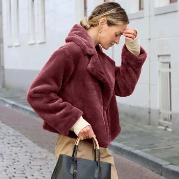 

Vogue Winter Coat Women Warm Fleece Jackets Women Cotton Fluffy Long Sleeve Jacket Lady Warm Outerwear Veste Femme 8M3