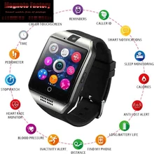 Bluetooth Смарт часы для мужчин Q18 с камерой Facebook Whatsapp Twitter Синхронизация SMS Smartwatch поддержка SIM TF карты для IOS Android