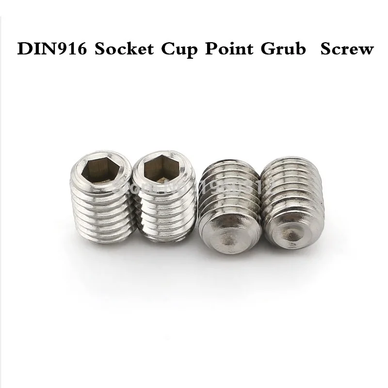 Metric M1.6 M16 Grub Screws Cup Point Hex Socket Set Screw A2 Stainless DIN916 