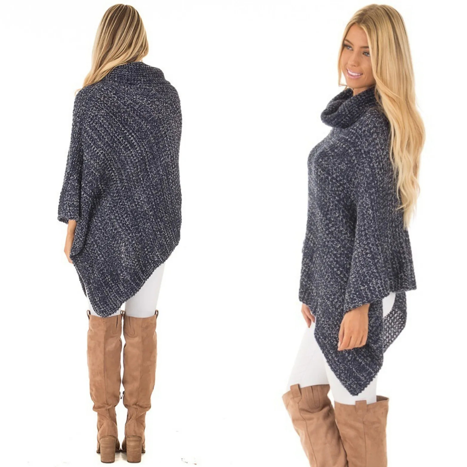 Женский осенне-зимний плащ-рубашка, вязаный Топ, свитера, модный свитер с рукавом в семь точек, пальто, женские топы