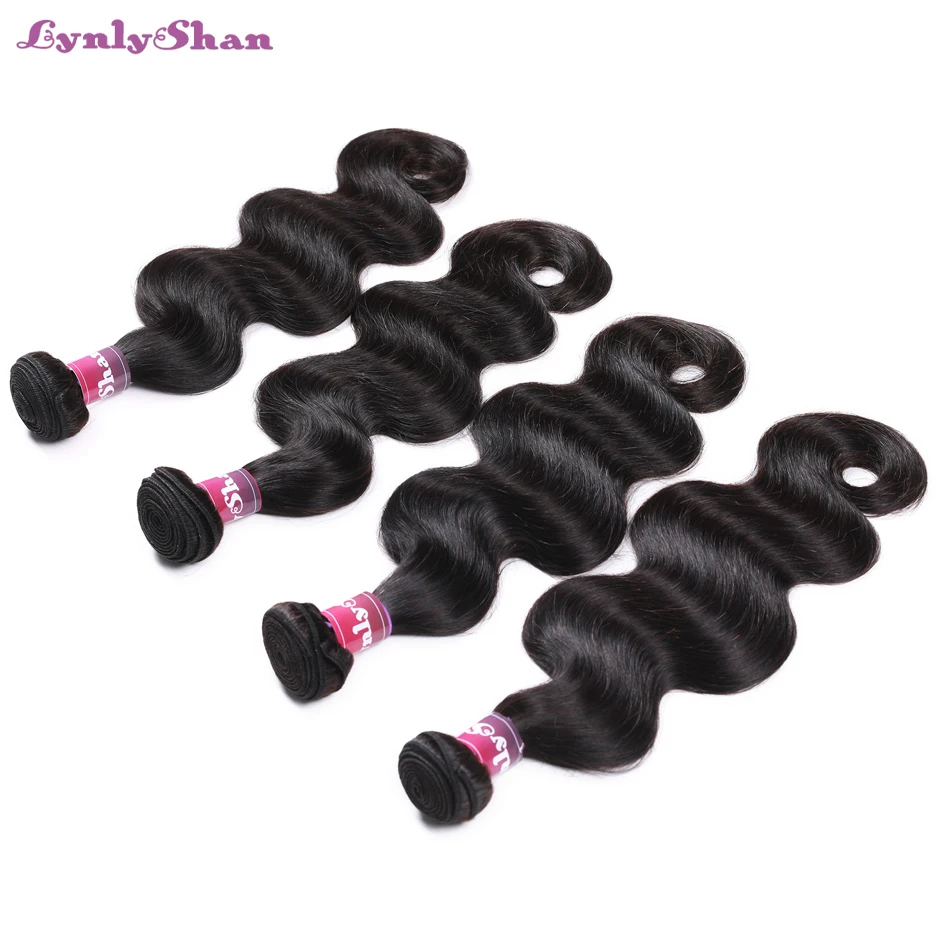 Lynlyshan индийские волосы 1/3/4 шт Объёмные локоны 10-30 inch Bodywave 100% человеческих волос Связки Бесплатная доставка натуральный Цвет