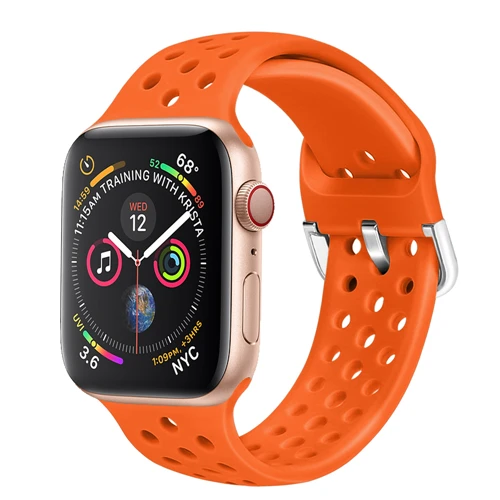 Ремешок для apple watch band apple watch 5 4 3 44 мм 40 мм iWatch band 5 42 мм 38 мм спортивный силиконовый браслет correa watch аксессуары - Цвет ремешка: Orange