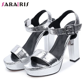 

SARAIRIS New Cool Lady Summer Party Fretwork Sandals Super High Heels Evening Sandals Women Summer Sweet Shallow Shoes Woman