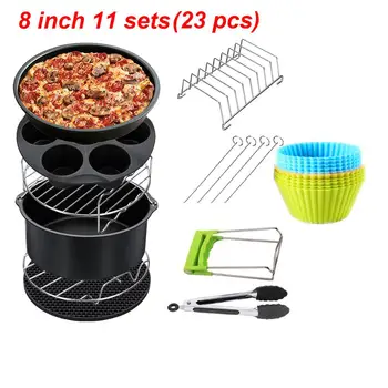 

23pcs Air Fryer Accessories 8 Inch Fit for Airfryer 5.2-6.8QT Baking Basket Pizza Plate Grill Pot Kitchen Cooking Tool for Party