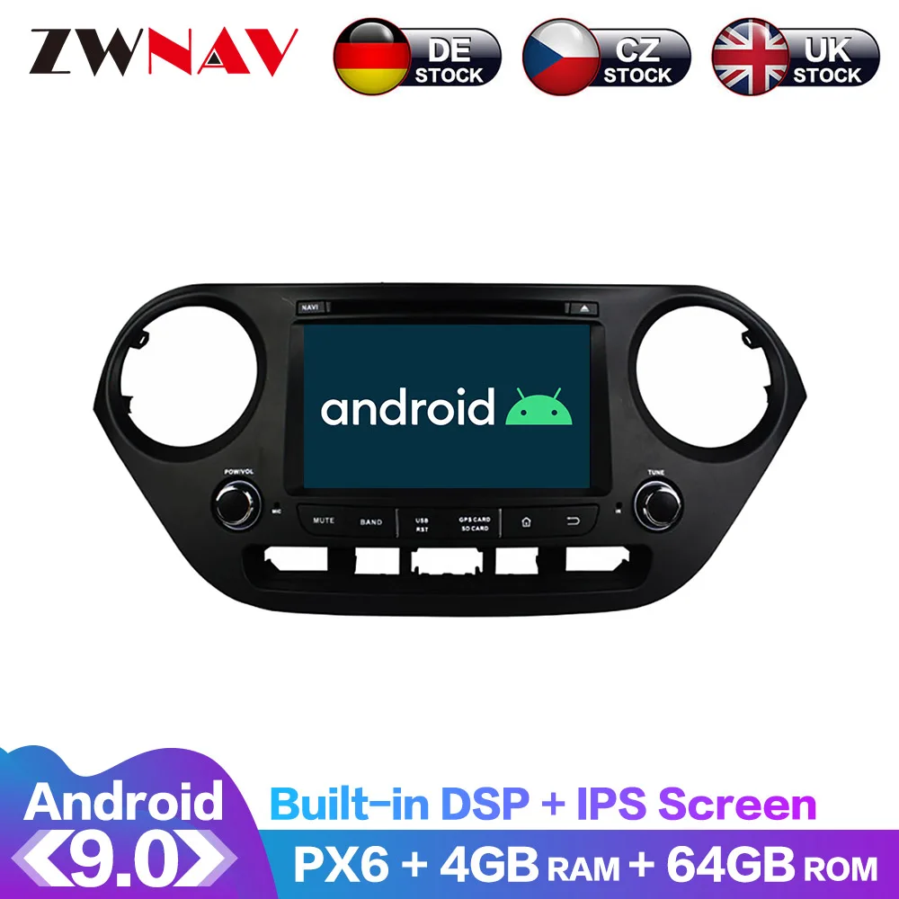 Android 9 IPS экран PX6 DSP для Hyundai I10 I-10 2013 2014-2018 автомобильный DVD GPS мультимедийный плеер