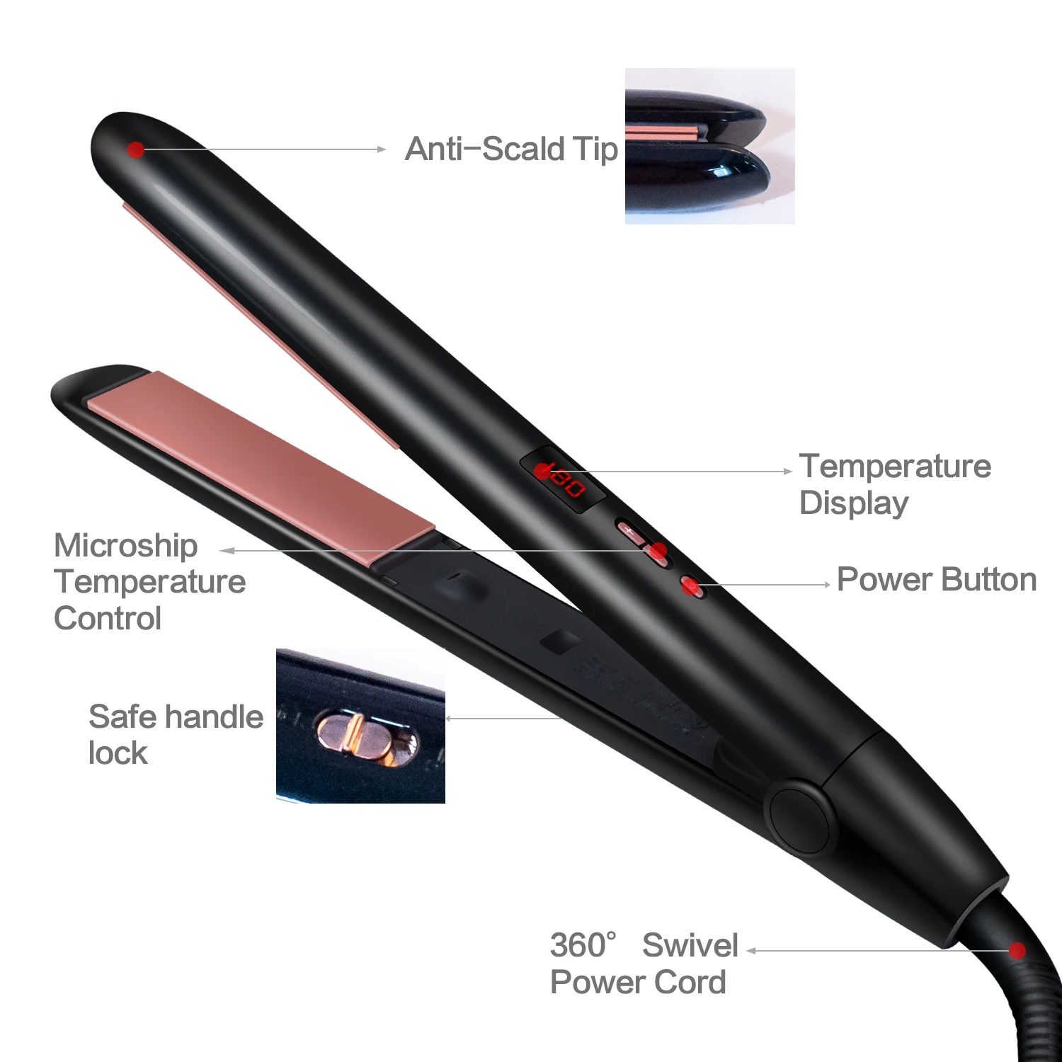 Alisador de Cabelo Ferro de Ondulação do Cabelo Cuidados com o Cabelo Modelador de Cabelo Ferro Liso Display Negativo Alisamento Led Íon 4 Computers & Electronics
