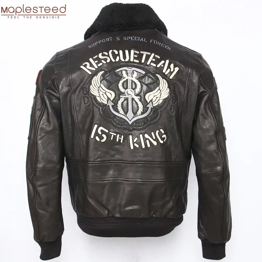 Chaqueta de cuero bordada Clearance