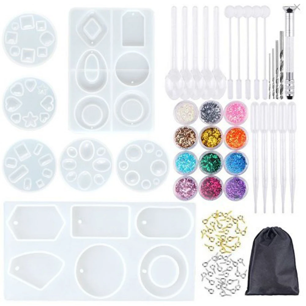 

Resin Jewelry Silicone Molds Tools Set UV Epoxy Resin Moulds Jewelry Making DIY Pendant Jewelry Handmade Casting Kits