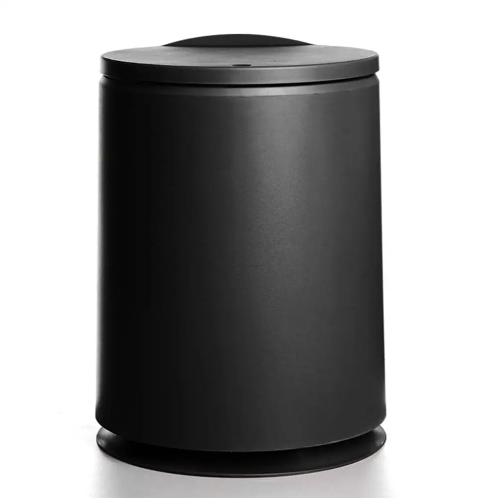 Модный Круглый контейнер для мусора, настольная мусорная корзина для дома, корзина для мусора для ванной комнаты для кухни, ванной, туалета, сумка для хранения 2 в 1 - Цвет: Black