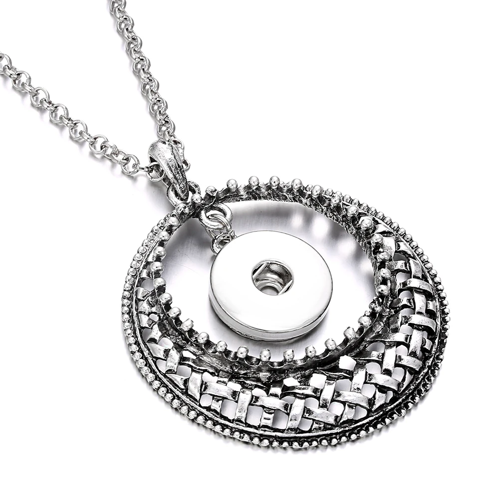 Новинка, модное ожерелье с кнопкой, 18 мм, металлические кнопки, Кристальные серебряные круглые кнопки, ожерелье, Рождественский подарок - Окраска металла: 5