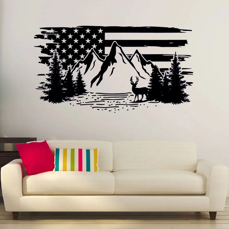 

Forest Animals American Flag Decal Vinyl High Quality Vinyl Wall Stickers Car Window Stickers Home Living Room Decoration KT25