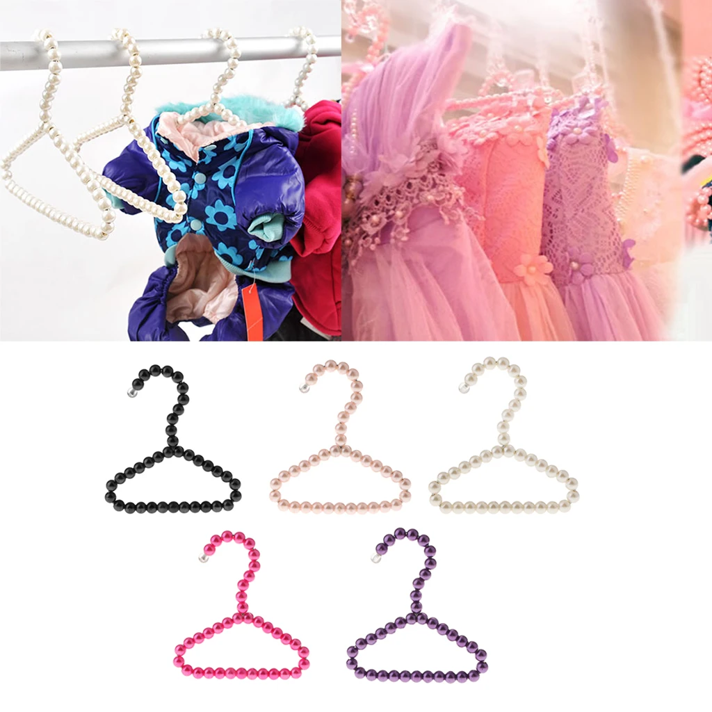 Plastic Pearl Clothes Coat Trouser Hanger Hook Clips Holder for Children Kids