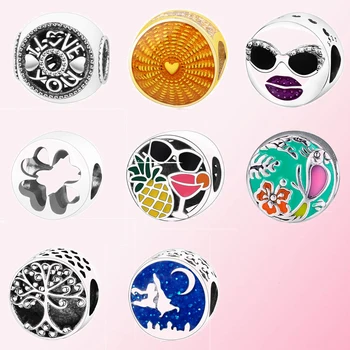 

2019 100% 925 Sterling Silver Classic Round Fairy Charm Beaded Bracelet DIY Accessories Beaded Free Shipping Wholesale