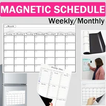 Многоразовая магнитная доска с календарем на холодильник, еженедельник, ежемесячный планировщик, доска, наклейка для расписания, для дома, кухни, офиса