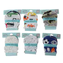 2 пары модные детские анти царапины перчатки защита на Кроватку Новорожденного лица Хлопок царапины варежки 72XC