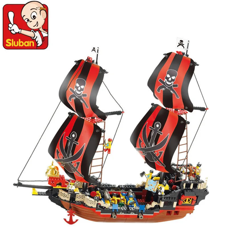 

Sluban 632Pcs Pirates The Black Pearl Building Blocks Enlighten DIY Bricks 3D Construction Toys for Children