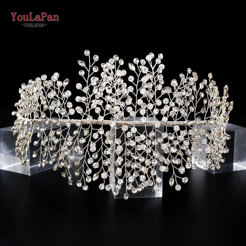 YouLaPan HP258 Стразы серебристого цвета для невесты роскошные хрустальные свадебные диадемы Свадебная повязка на голову для свадебных аксессуаров