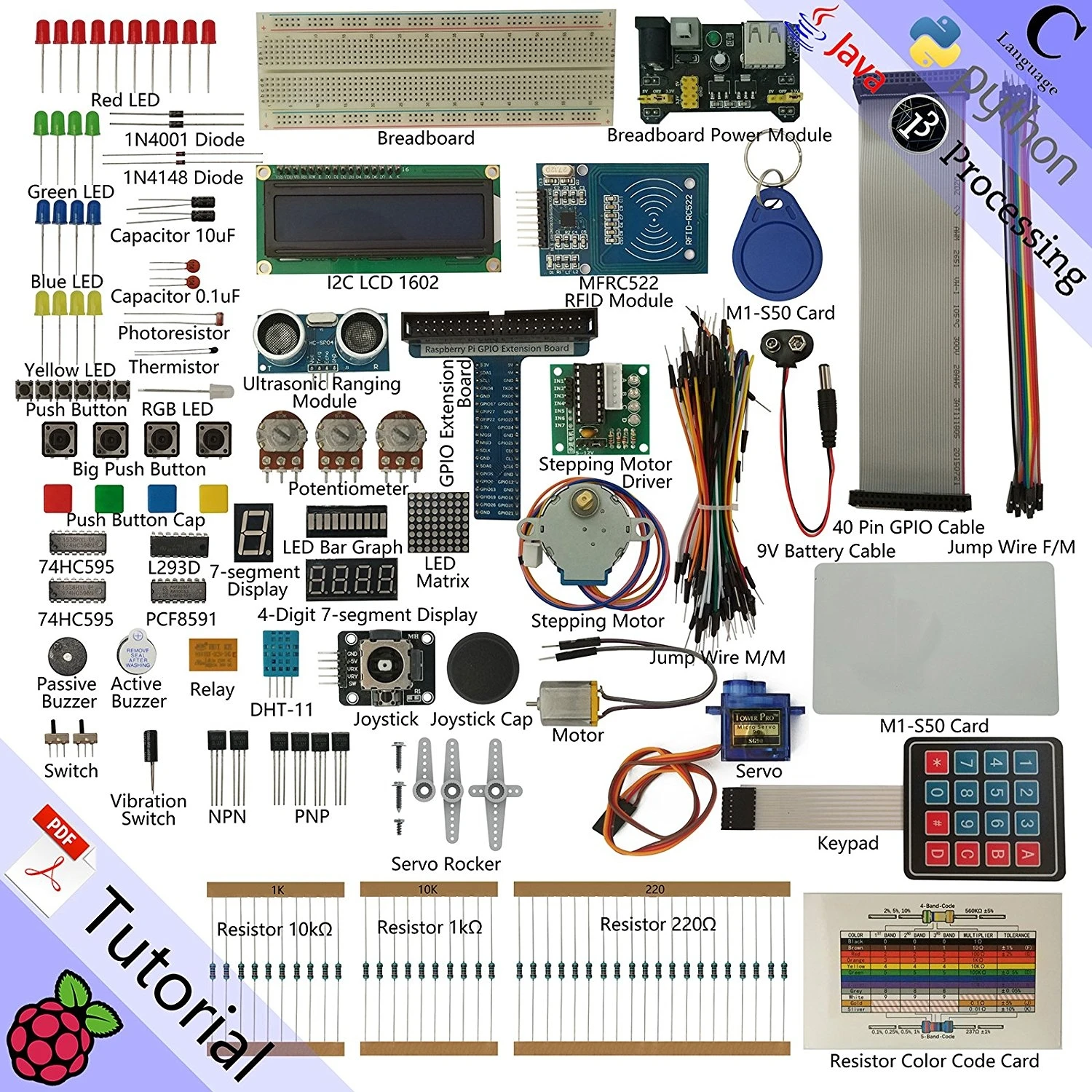 Стартовый набор RFID для Raspberry Pi Model 3B + 2B 1B 1A Zero W | Руководства по обработке Java Python 200