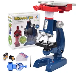 Kit de Microscope à LED de laboratoire, jouet éducatif scientifique à domicile, cadeau, Microscope biologique raffiné pour enfants 