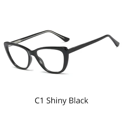 C1 Shiny Black Ralferty Новые прозрачные очки для женщин Кошачий глаз оптические очки по рецепту TR90 CP регулируемые весенние дужки женские очки f9363 - Цвет оправы: C1 Shiny Black