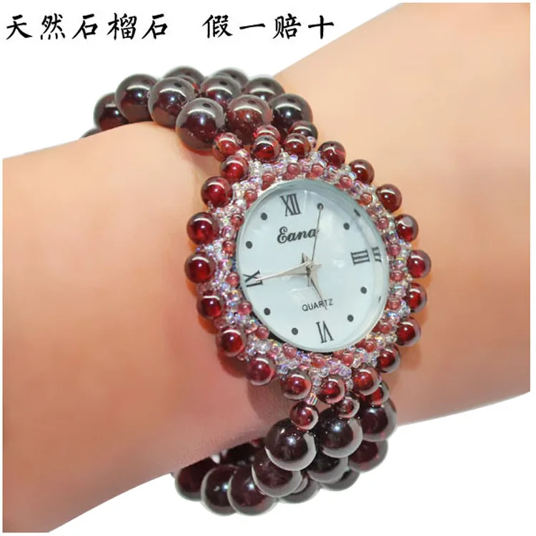 

2020 New Style WOMEN'S Watch Wine Red Garnet Bracelet Watch Quartz Watch Watch Supply of Goods