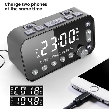 

AIYIMA Digital FM Radio Alarm Clock With Snooze Function Dual USB Power Bank LED Jumbo Display Loud Speaker Dual Alarm Setting