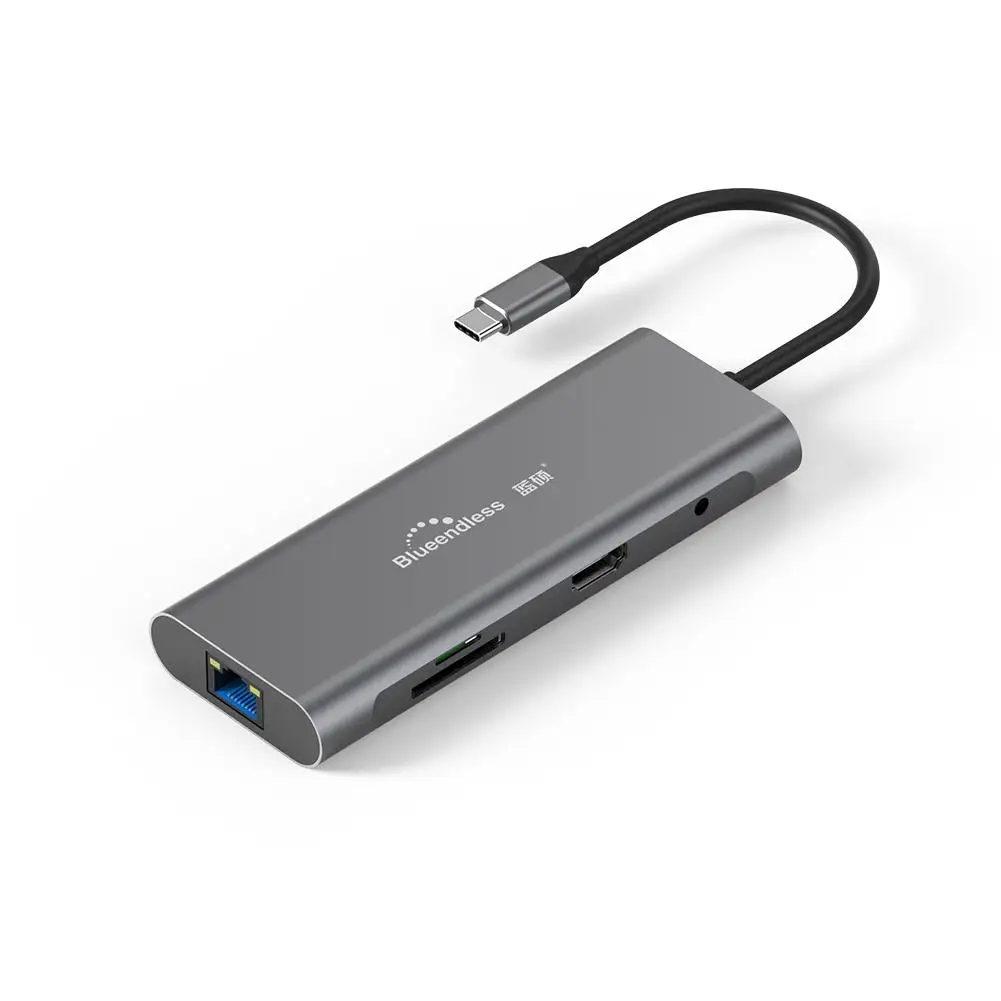 

HC901 Portable 9-in-1 Multi-function USB-C Type-C Docking Station HDMI USB Hubs LAN Network Port Multiport Laptop