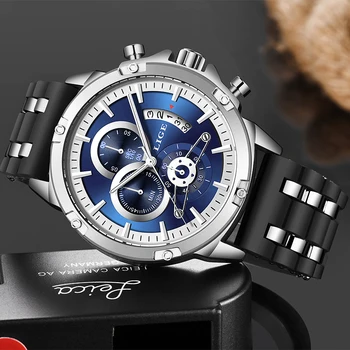 

Reloj Hombre Silicone New Mens Watches LIGE Top Brand Luxury Casual Fashion Watch Men Waterproof Quartz Watch Relogio Masculino