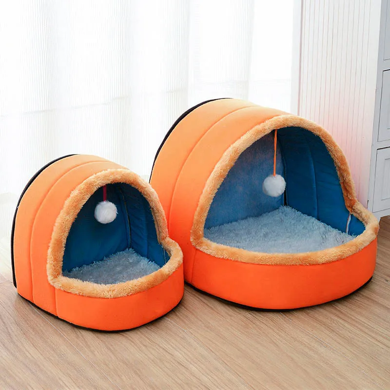 Pet Dog Cat Bed Puppy House With Toy Ball Warm Soft Pet Cushion Dog