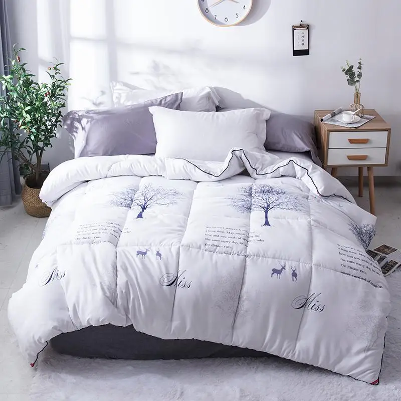 High Quality Printing Winter Thick Duvet Bread Shape Feather Fabric Comforter Quilt Bed Set Blanket Twin Queen King Size - Цвет: Светло-серый