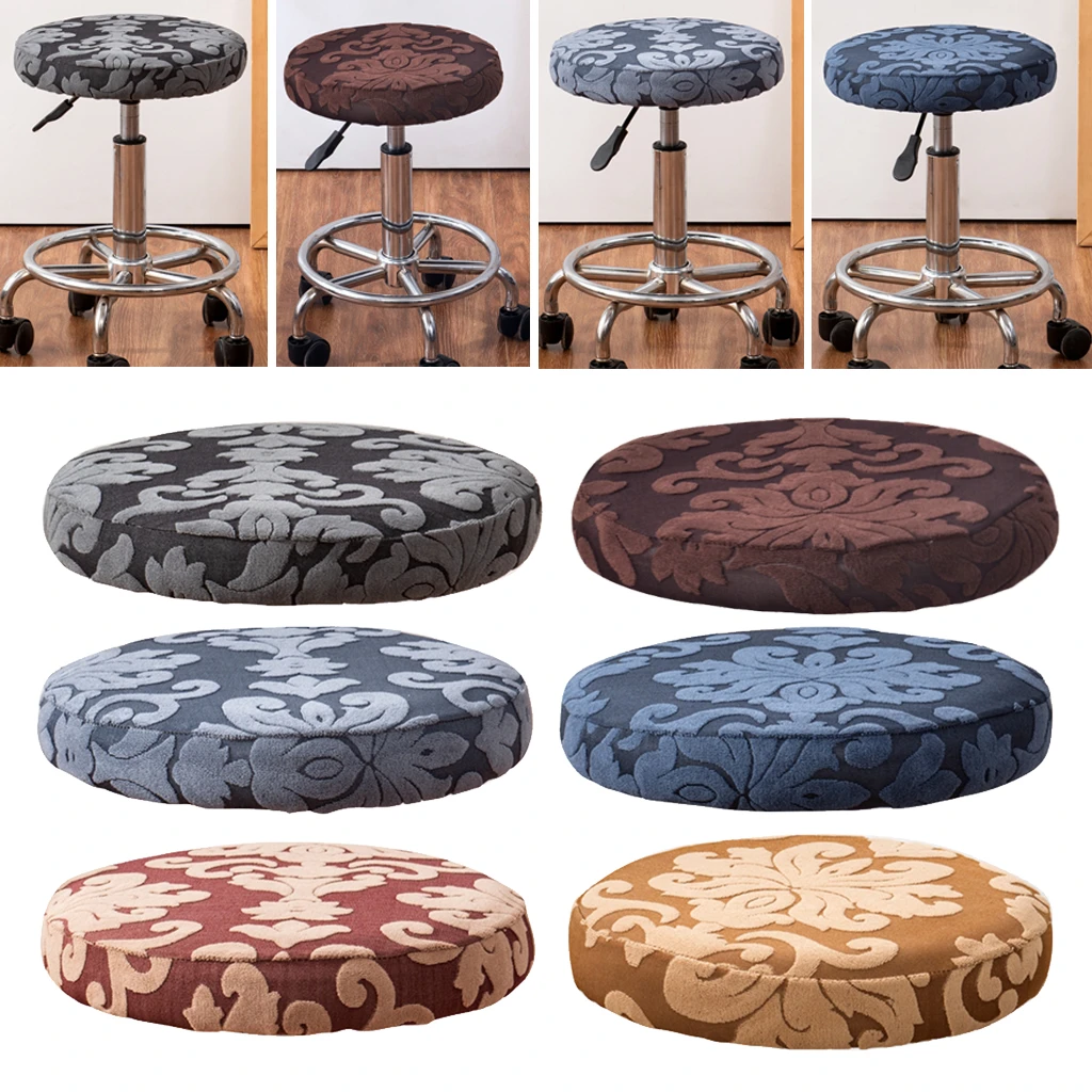 Flower Print Elastic Round Chair Cover Bar Stool Cover Seat Chair Slipcover 06US
