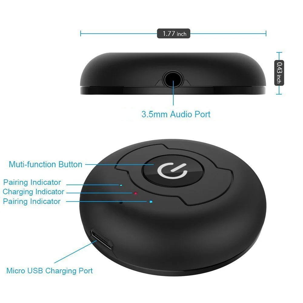 Bluetooth Adapter Bluetooth Transceiver Adapter Bluetooth Aux Adaptor VAORLO Multipoint Bluetooth 5.0 Audio Transmitter For TV PC Connect 2 Headphones 3.5mm AUX Low Latency Stereo Wireless Adapter