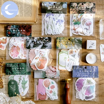 

YueGuangXia Shadow Flowers Stickers Scrapbooking Bullet Journal Toy Deco Album Cycle DIY Stationery Stickers 8 Designs 40Pcs/bag