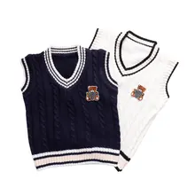 Весенне-осенний свитер из хлопка для маленьких мальчиков жилет с круглым вырезом зимние свитера для девочек детская одежда с изображением машины из мультфильма «вишня» для детей 1-4 лет