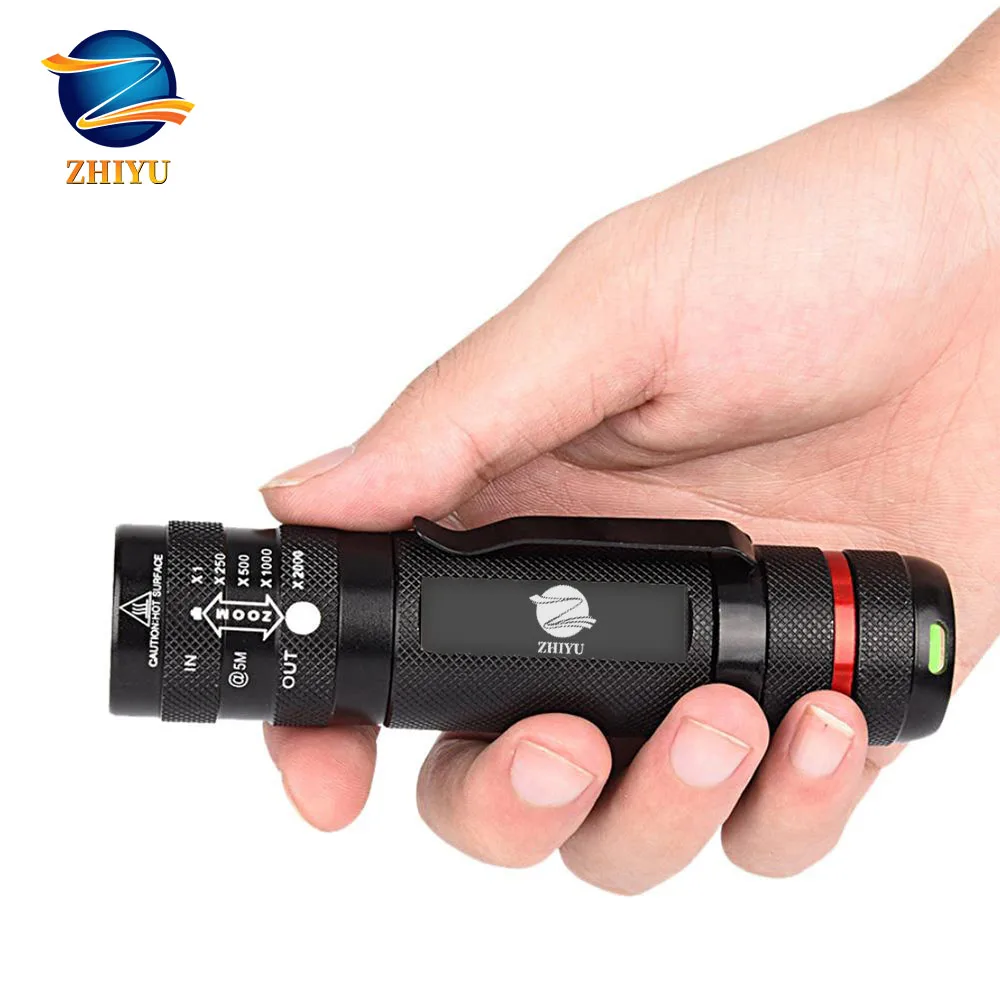 

ZHIYU LED Zoomable Flashlight Mini Torch Press The Tail Switch To Change 4 Modes Camping Light, Power By AAA/14550 Battery