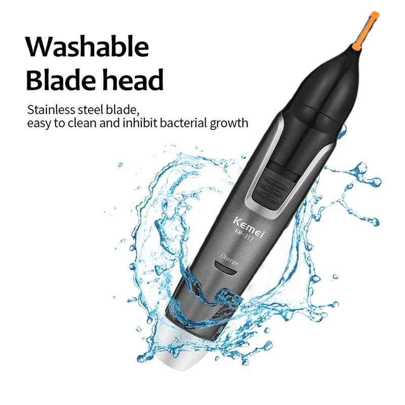 Kemei ProtecTube Facial Nose Hair Trimmer with Maximum Comfort Mens Precision Groomer for Nose Ears Eyebrows Neck and Sideburns
