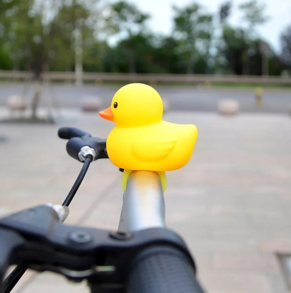 1 шт. мультфильм желтый силикагель маленькая утка форма велосипедные звонки сияющий горный велосипед руль утка головной свет аксессуары