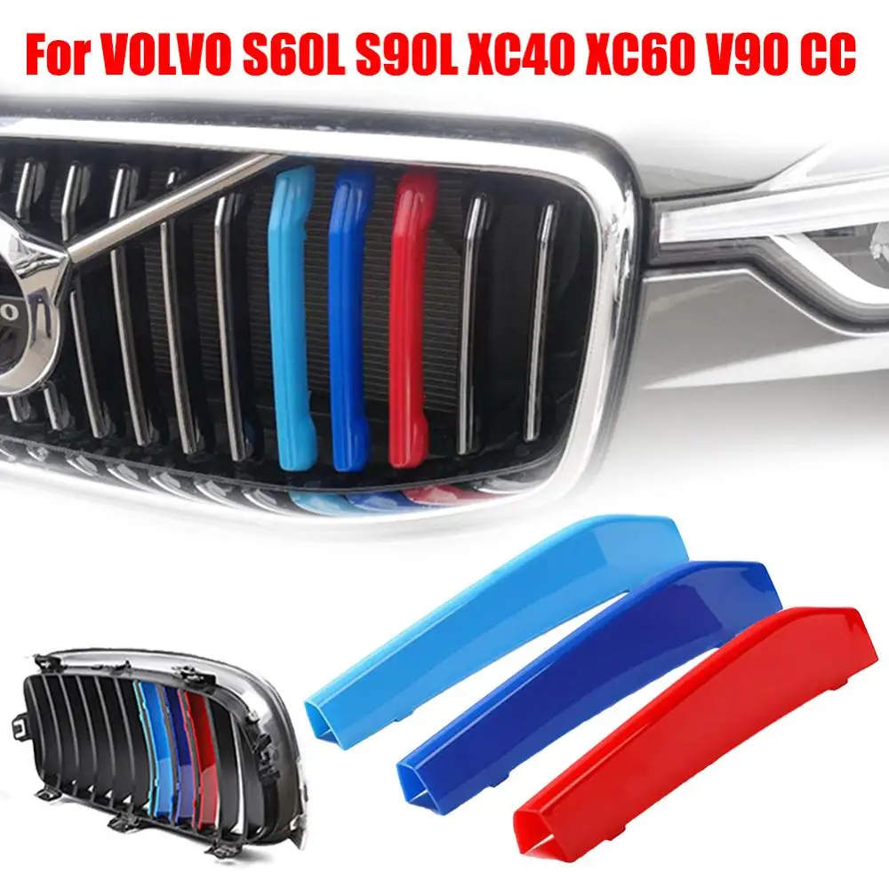

3PCS ABS Car Styling Car Front Grille Bar Cover Decal Stripe Clip Fit for VOLVO S60L S90L XC40 XC60 XC90 XC70 V90 CC S90 S60 S40