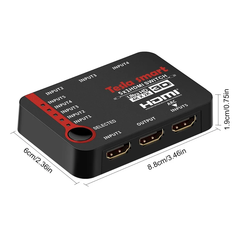 5 портов К 4 K tv Video Switch HDMI Switch 5 в 1 out HDMI Switch 5x1 ИК-пульт для К 4 K tv HD tv PS3 PS4 DVD красный-черный, белый, черный