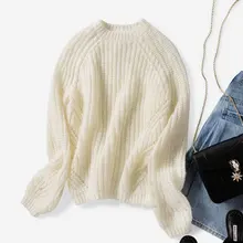 Elfbop высокое качество, мохер и шерсть, длинный рукав, круглый вырез, вязаный свитер, джемпер, пуловер, топ с полой деталью