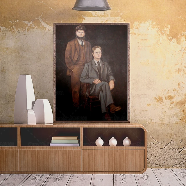 Portrait of Dwight Schrute and Mose Schrute Canvas Painting 2