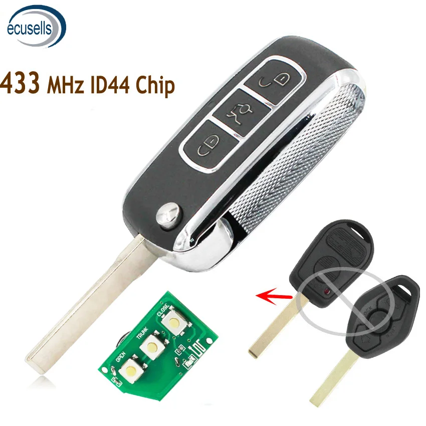 Трехкнопочная флейта без ключа для BMW Bentley Style 315 МГц 433 с чипом ID44 PCF7935 HU92 Blade|Ключ от
