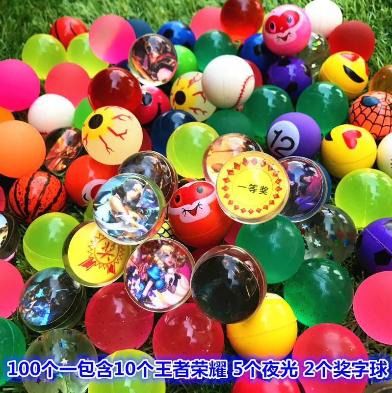 

Mail Elastic Ball Color Coin Gashapon Machine Bouncing Ball One Yuan Mixed Shilly Ball Capsule Toy Ball 100