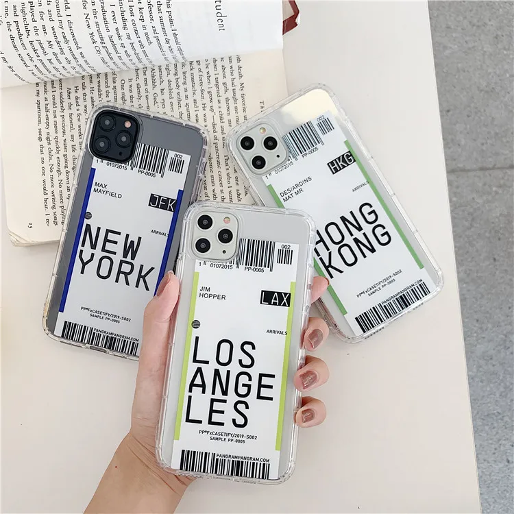 

Travel boarding pass Air tickets simple Phone case For iPhone 11 Pro MAX case silicone cover for iPhone 7 6S 8 XS X XR Plus Case