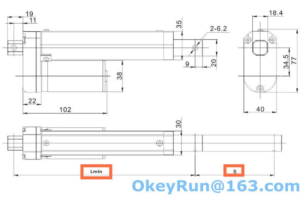 12 v 24 v 203050100150mm curso ajustável